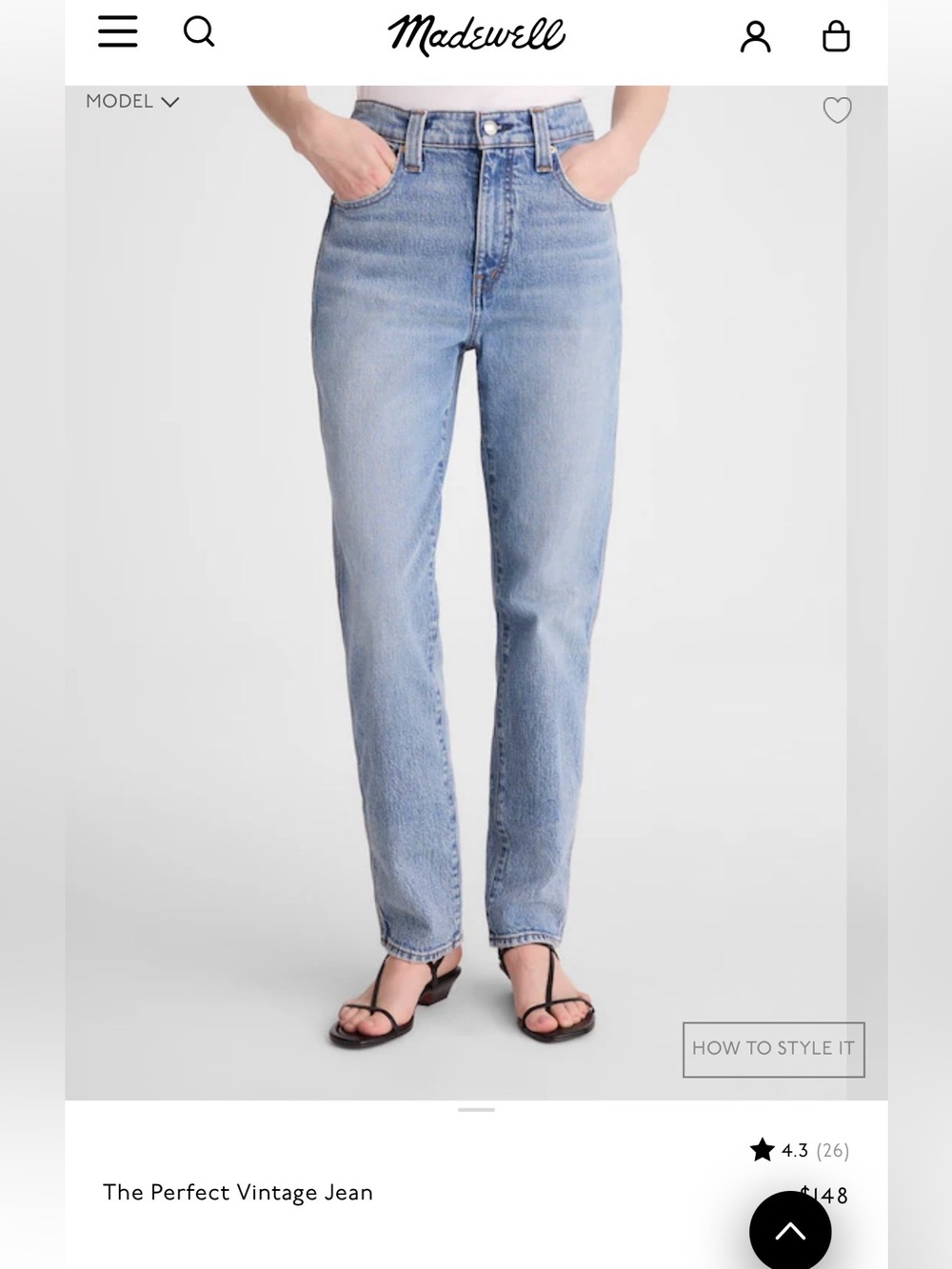 Madewell The Perfect Curvy Vintage Jeans 27 T